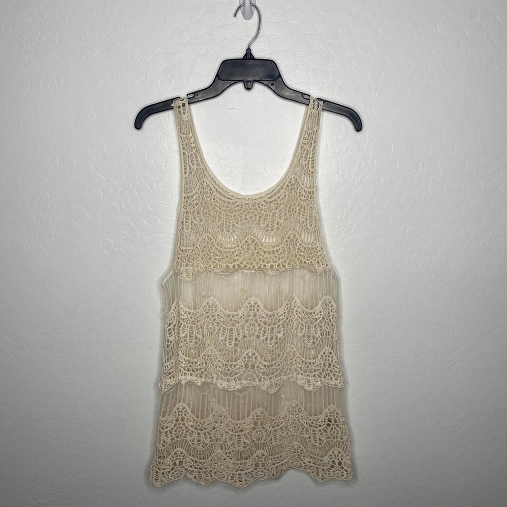 OH YES fashion crotchet cream tank top